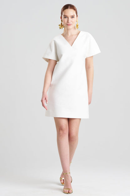 Canvas Cotton Short Sleeve Sheath Dress White Natori
