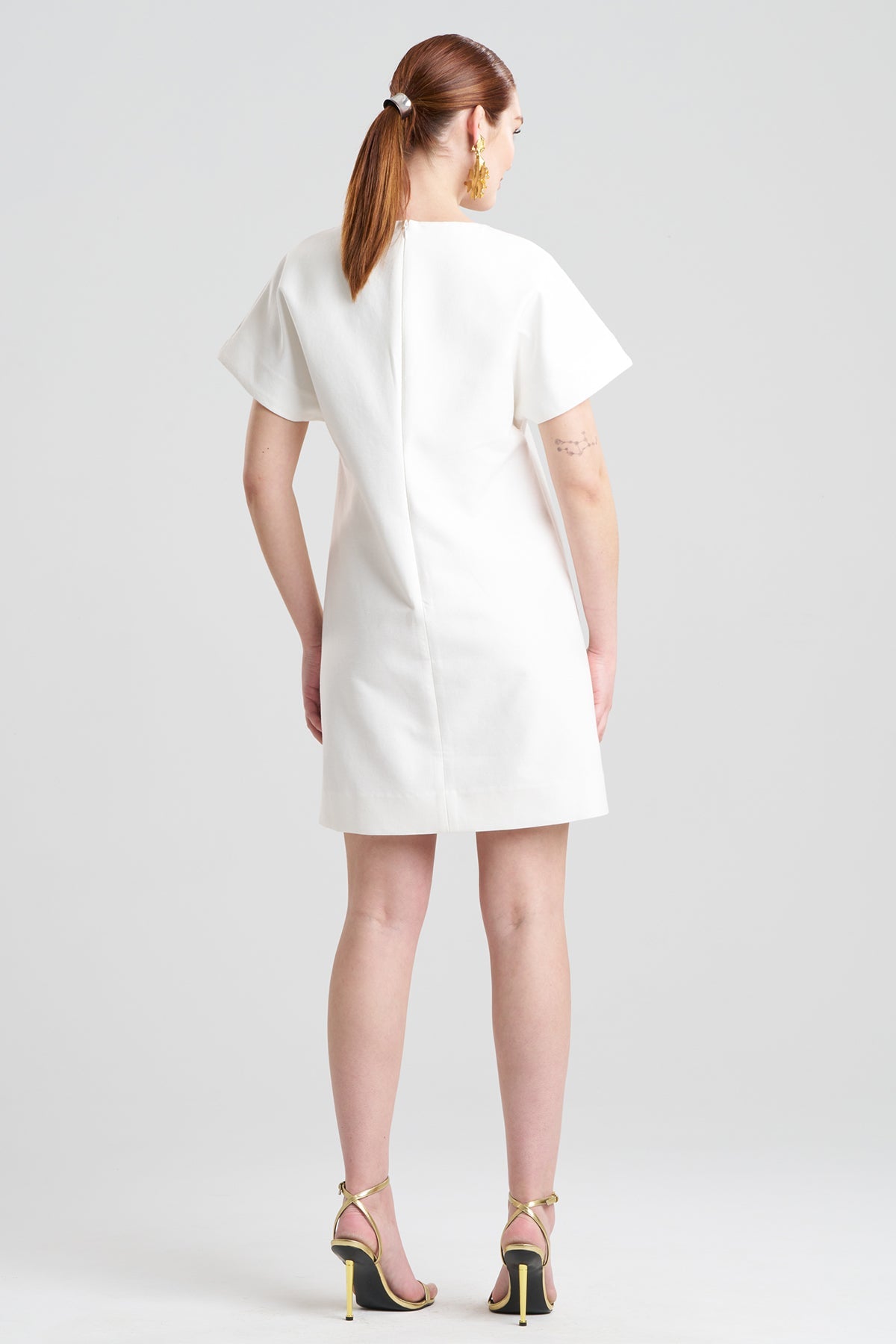 Canvas Cotton Short Sleeve Sheath Dress White Natori