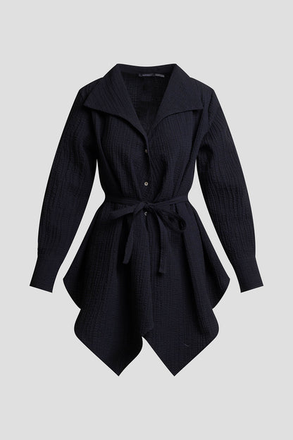 Matelassé Cotton Handkerchief Hem Shirt Black Natori