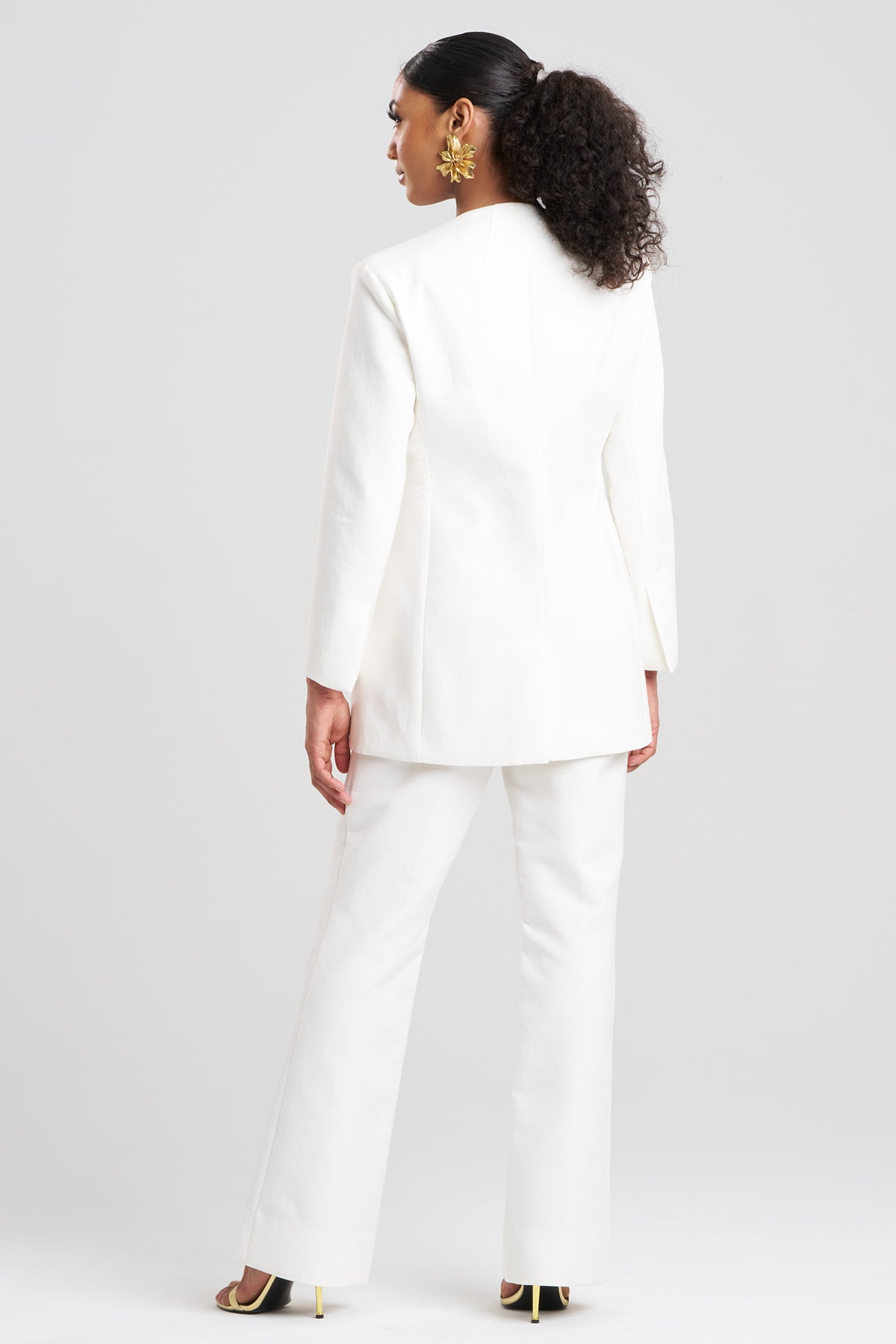 Canvas Cotton Embroidered Jacket White Natori