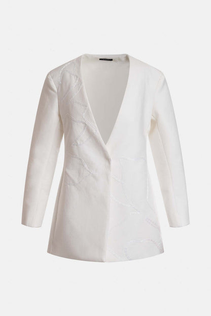 Canvas Cotton Embroidered Jacket White Natori