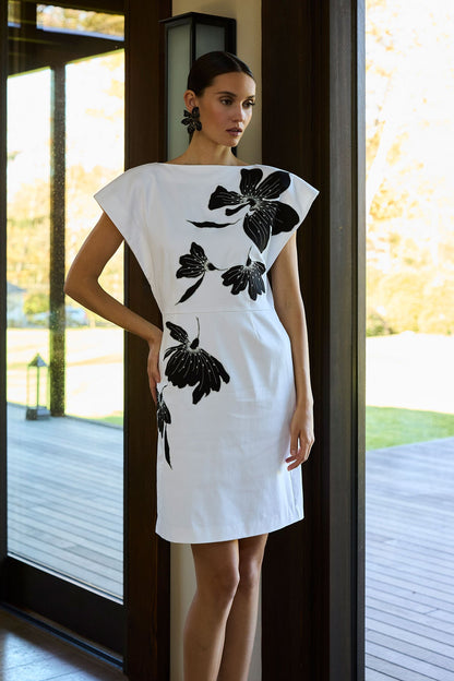Cotton Chino Embroidered Mini Dress White Natori