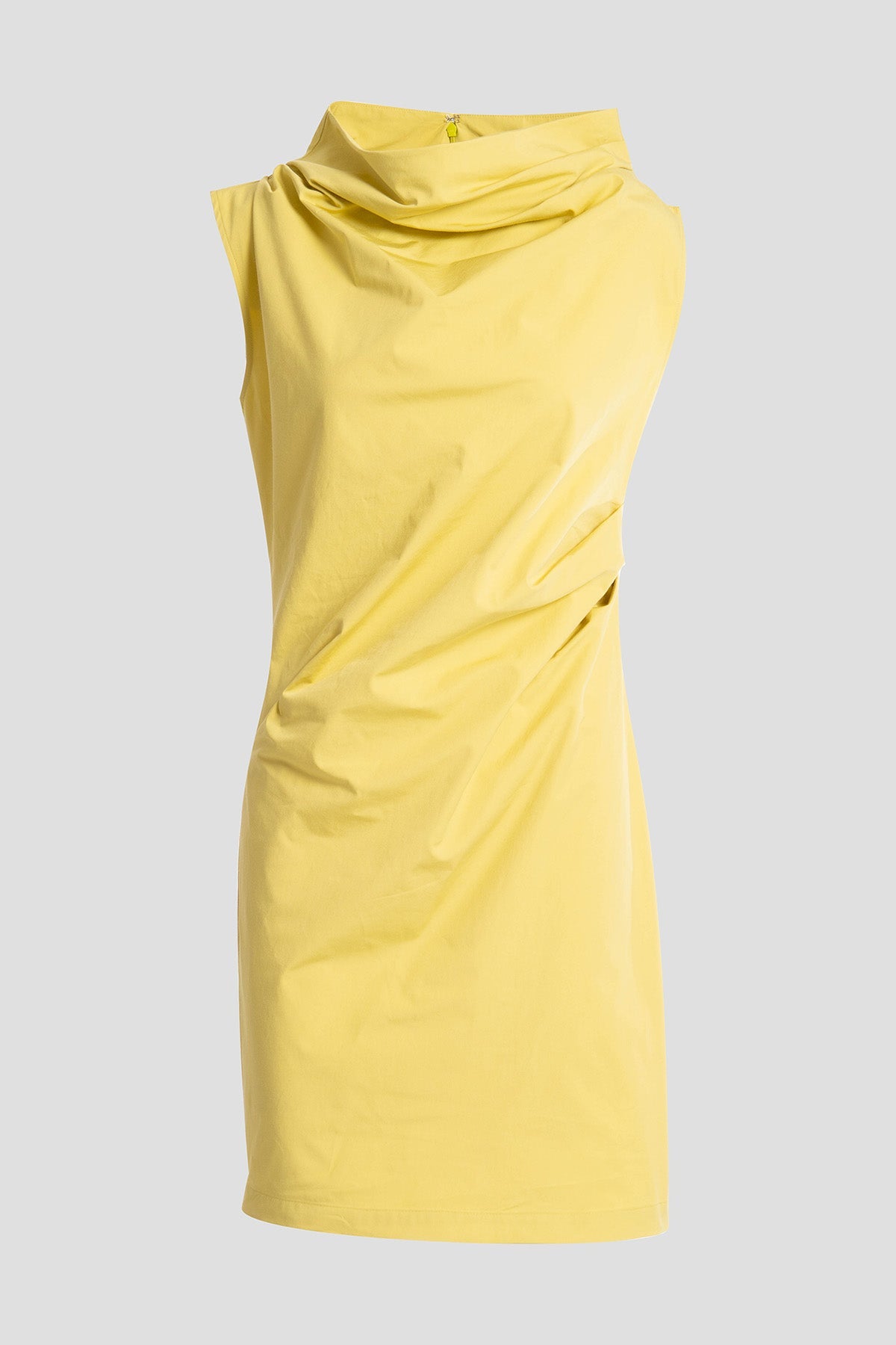 Tech Cotton Taffeta Asymmetric Funnel Neck Dress Lemon Natori