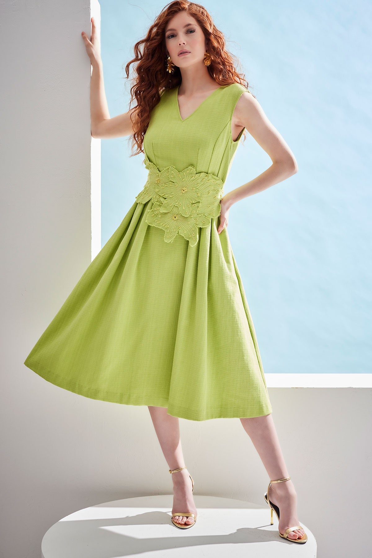 Basketweave Cotton Dress Pear Natori