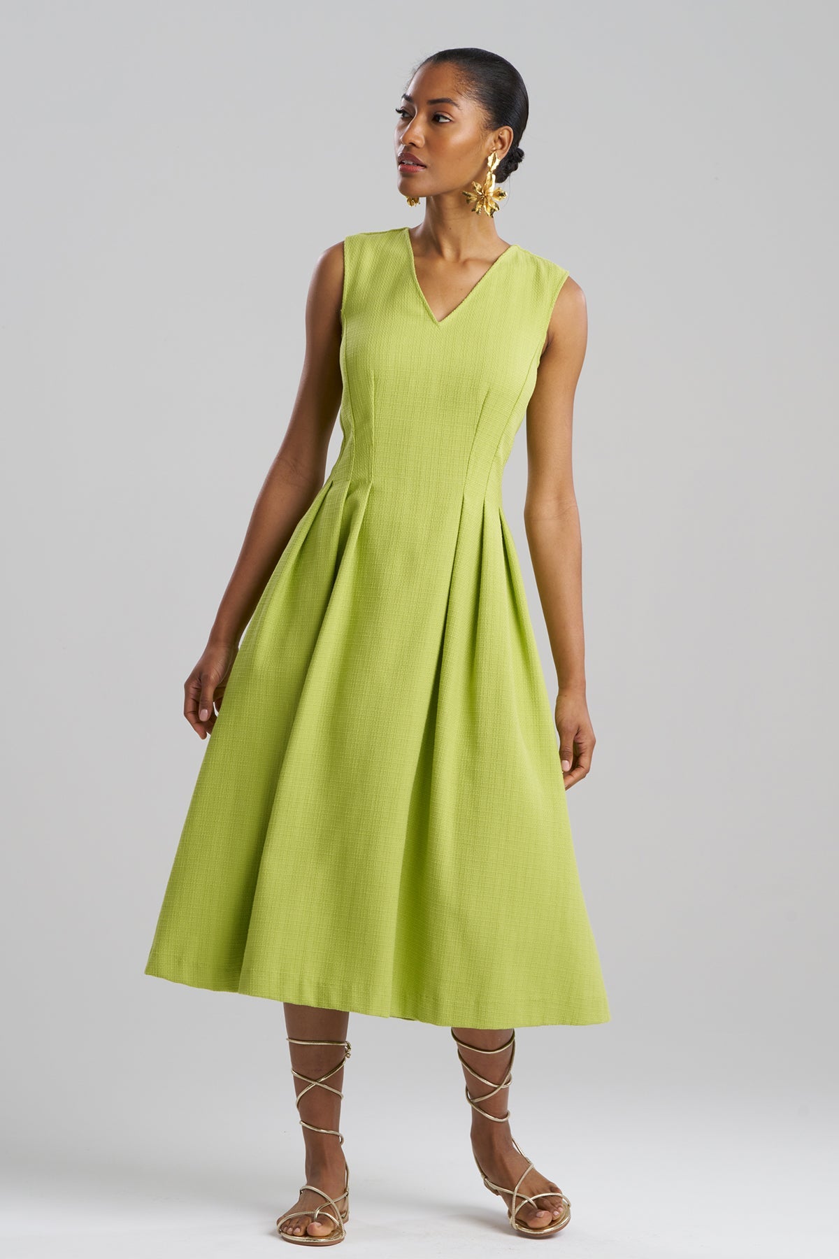 Basketweave Cotton Dress Pear Natori