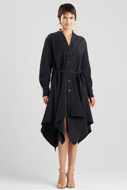 Matelassé Cotton Handkerchief Dress Black Natori