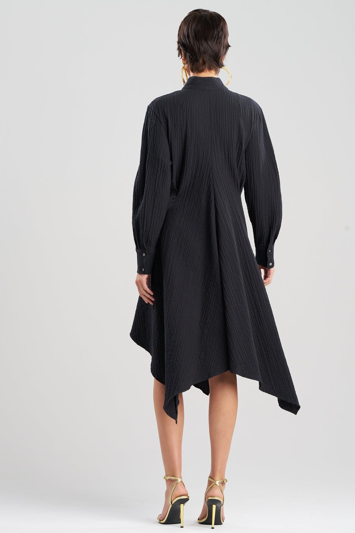 Matelassé Cotton Handkerchief Dress Black Natori