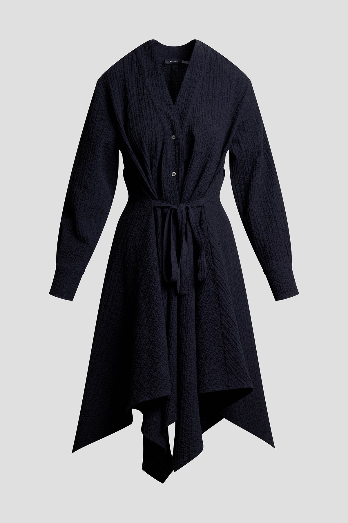 Matelassé Cotton Handkerchief Dress Black Natori