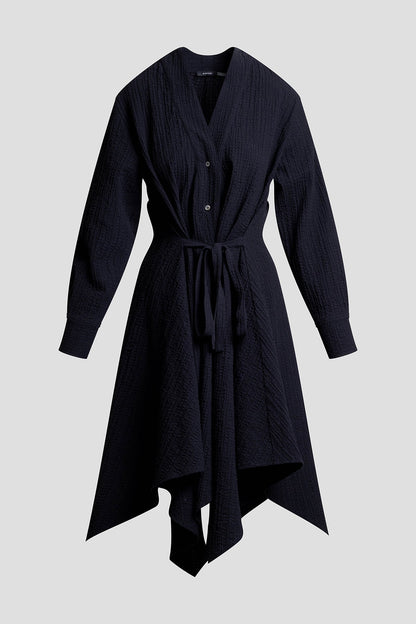 Matelassé Cotton Handkerchief Dress Black Natori