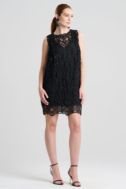 Raffia Lace Shift Dress Black Natori