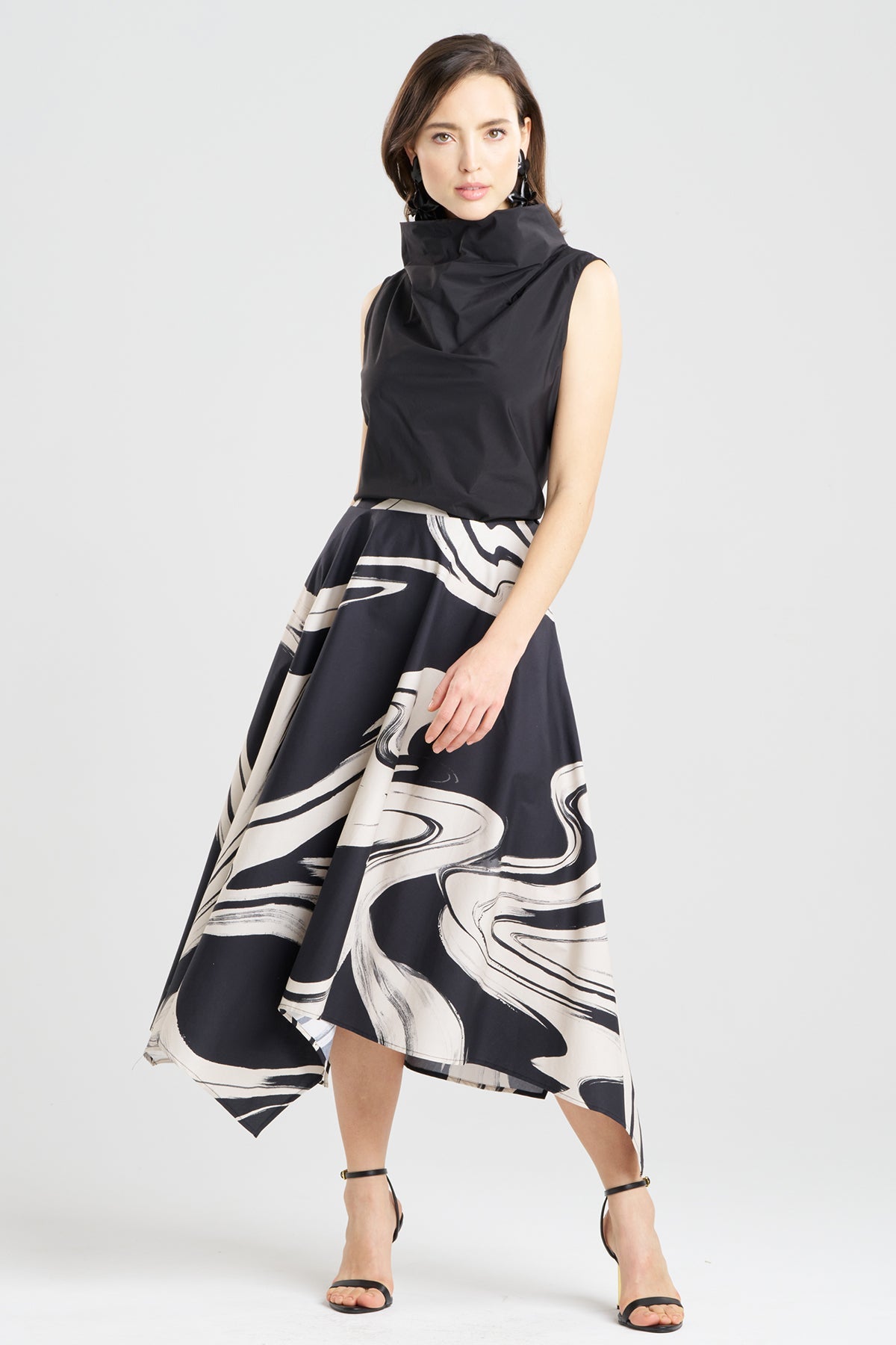 Kaze Cotton Origami Maxi Skirt Black Natori