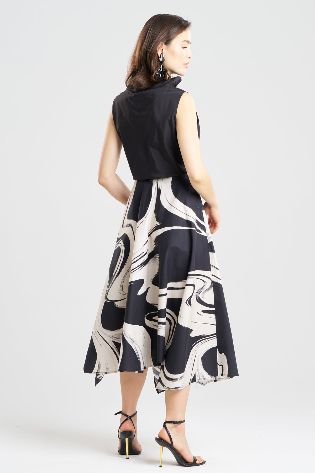 Kaze Cotton Origami Maxi Skirt Black Natori