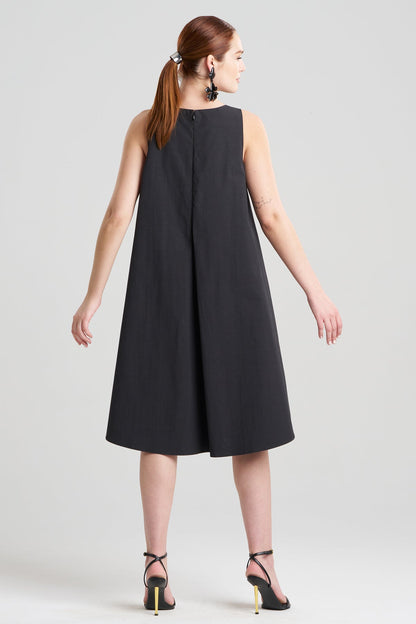 Tech Cotton Taffeta Asymmetric Dress Black Natori