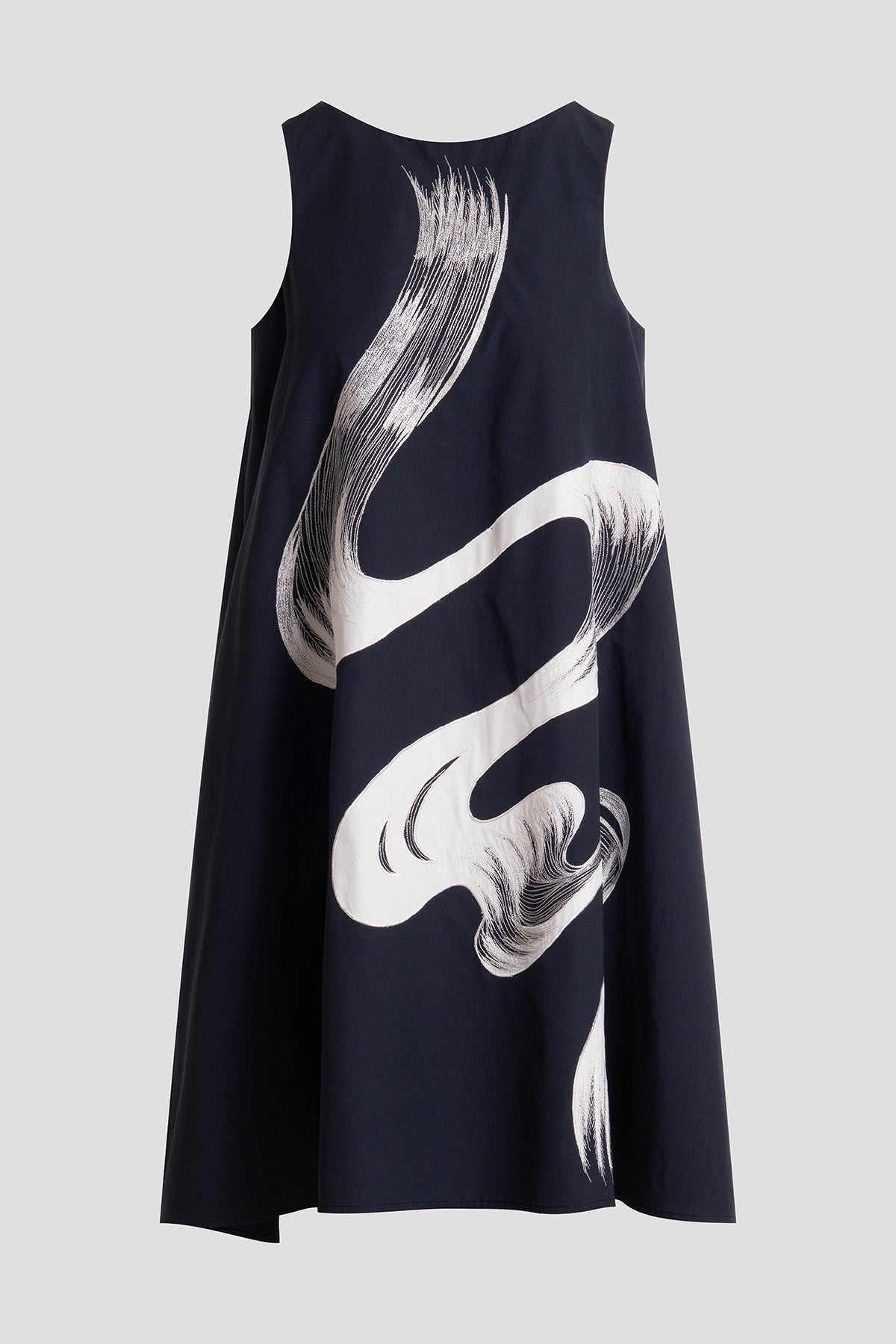 Tech Cotton Taffeta Asymmetric Dress Black Natori