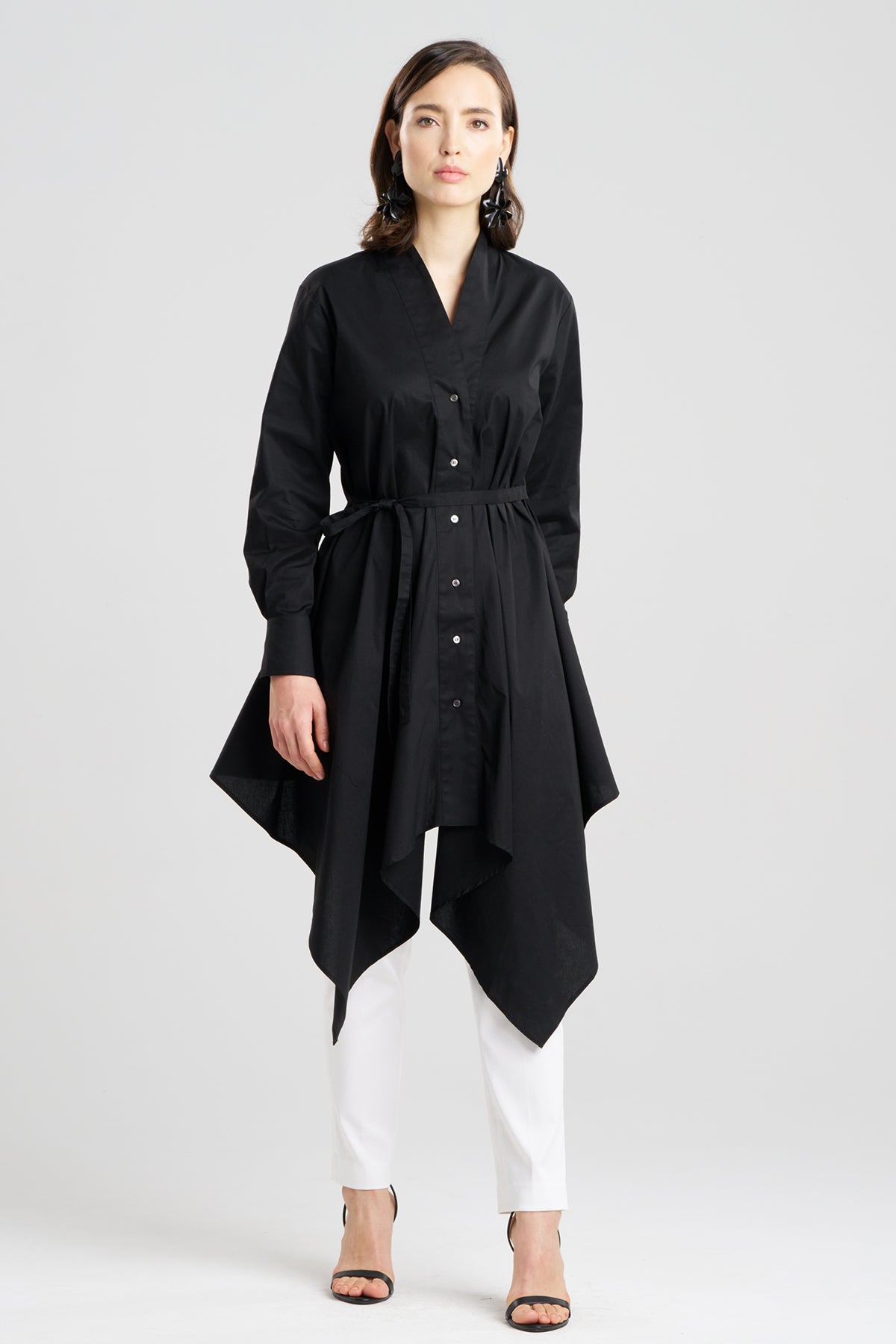 Cotton Poplin Handkerchief Tunic Black Natori