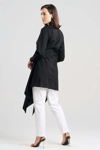 Cotton Poplin Handkerchief Tunic Black Natori