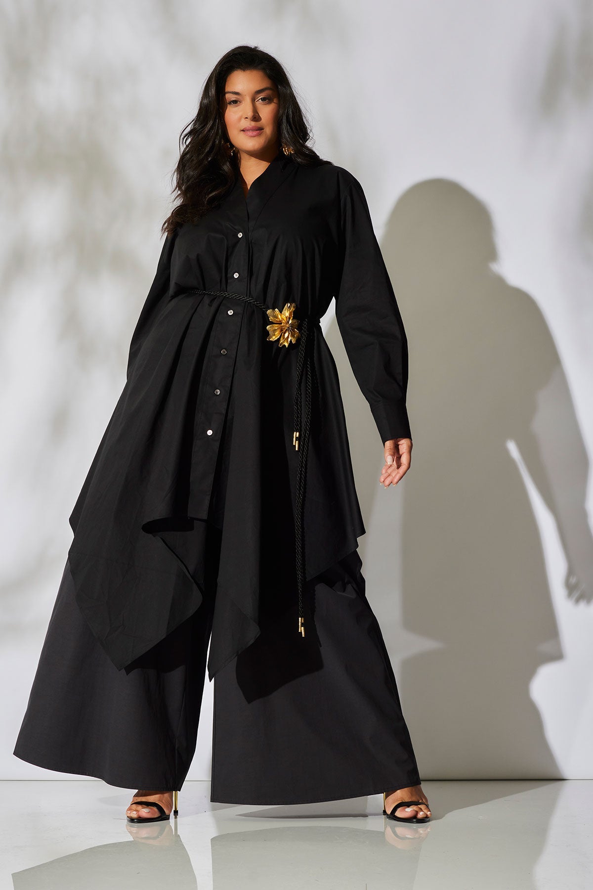 Cotton Poplin Handkerchief Tunic Black Natori