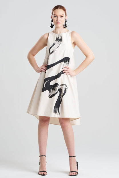 Tech Cotton Taffeta Asymmetric Dress Ivory Natori