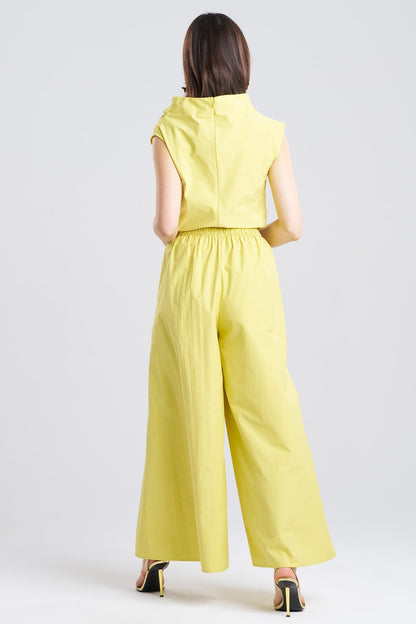 Tech Cotton Taffeta Palazzo Pants Lemon Natori