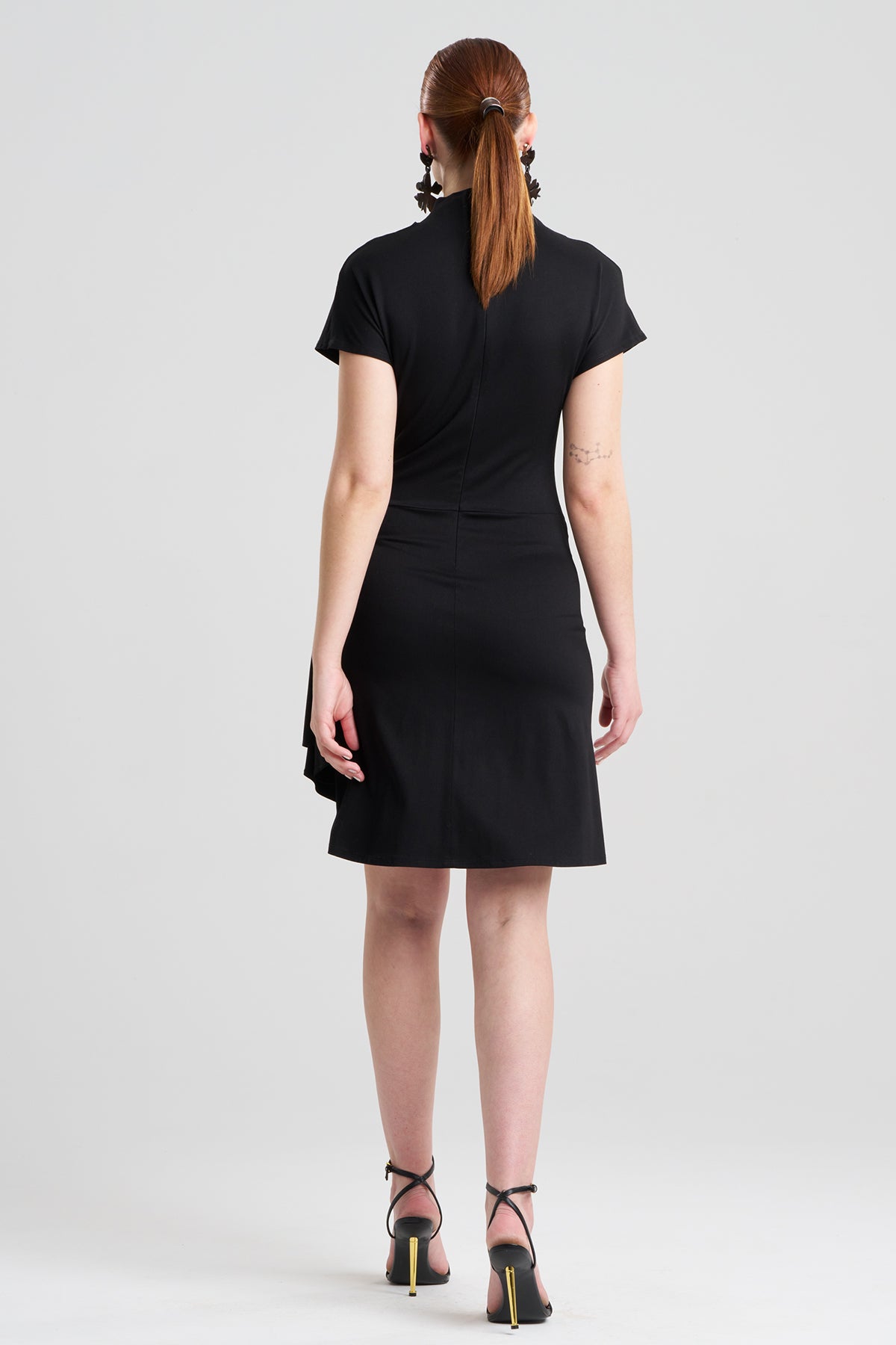 Crepe Knit Cascade Dress Black Natori