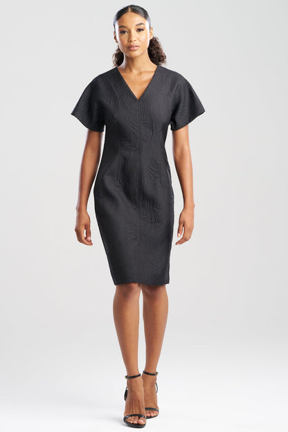 Swirl Jacquard Dolman Sleeve Dress Black Natori