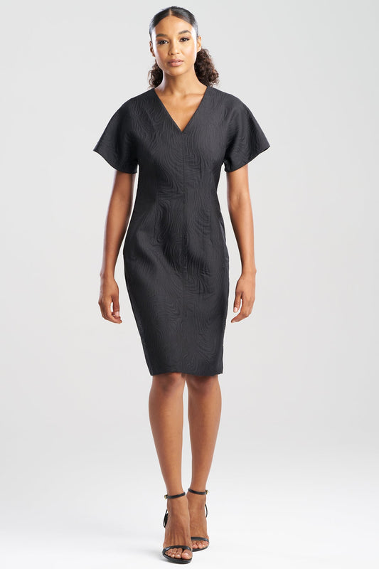 Swirl Jacquard Dolman Sleeve Dress Black Natori
