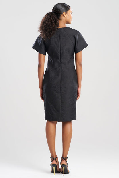 Swirl Jacquard Dolman Sleeve Dress Black Natori