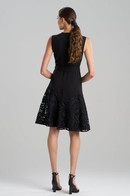 Suzani Lace Flare Dress Black Natori