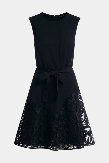 Suzani Lace Flare Dress Black Natori