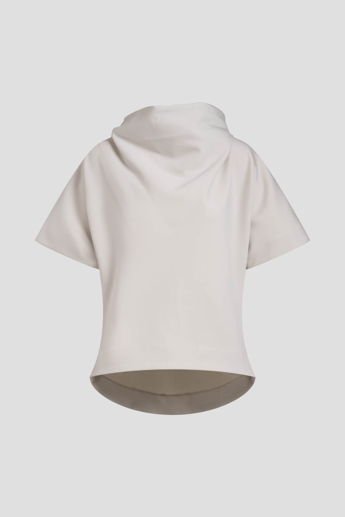 Techno Crepe Funnel Neck High Low Top Pearl Natori