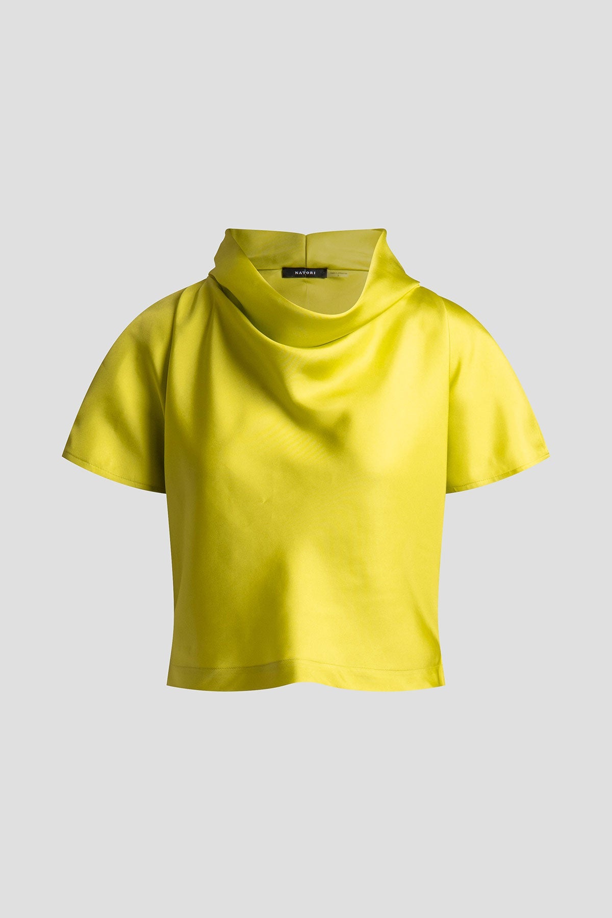 Solid Silk Twill Cowl Neck Top Chartreuse Natori