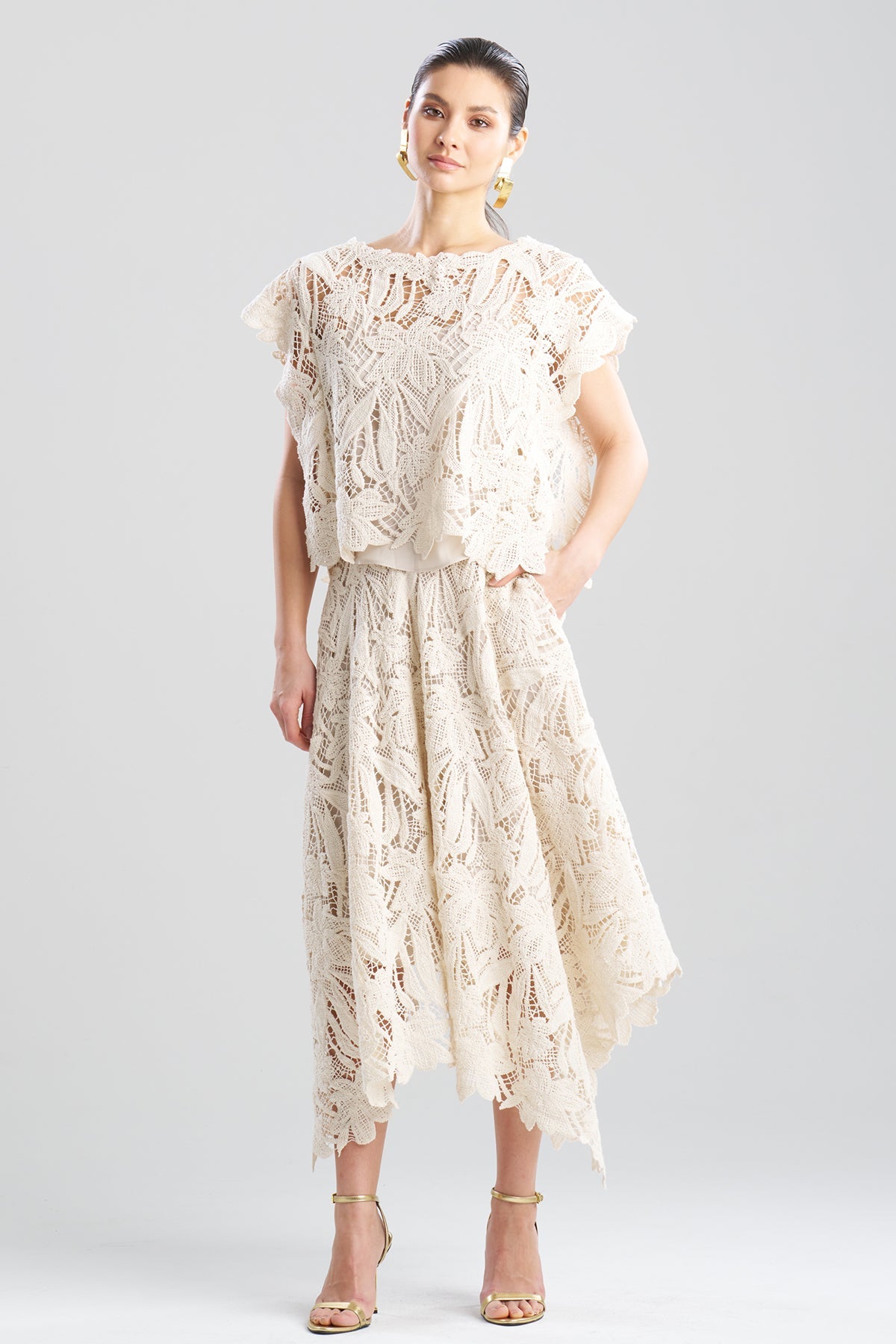 Crochet Lace Cotton Square Top Parchment Natori