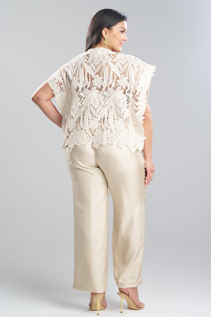 Crochet Lace Cotton Square Top Parchment Natori