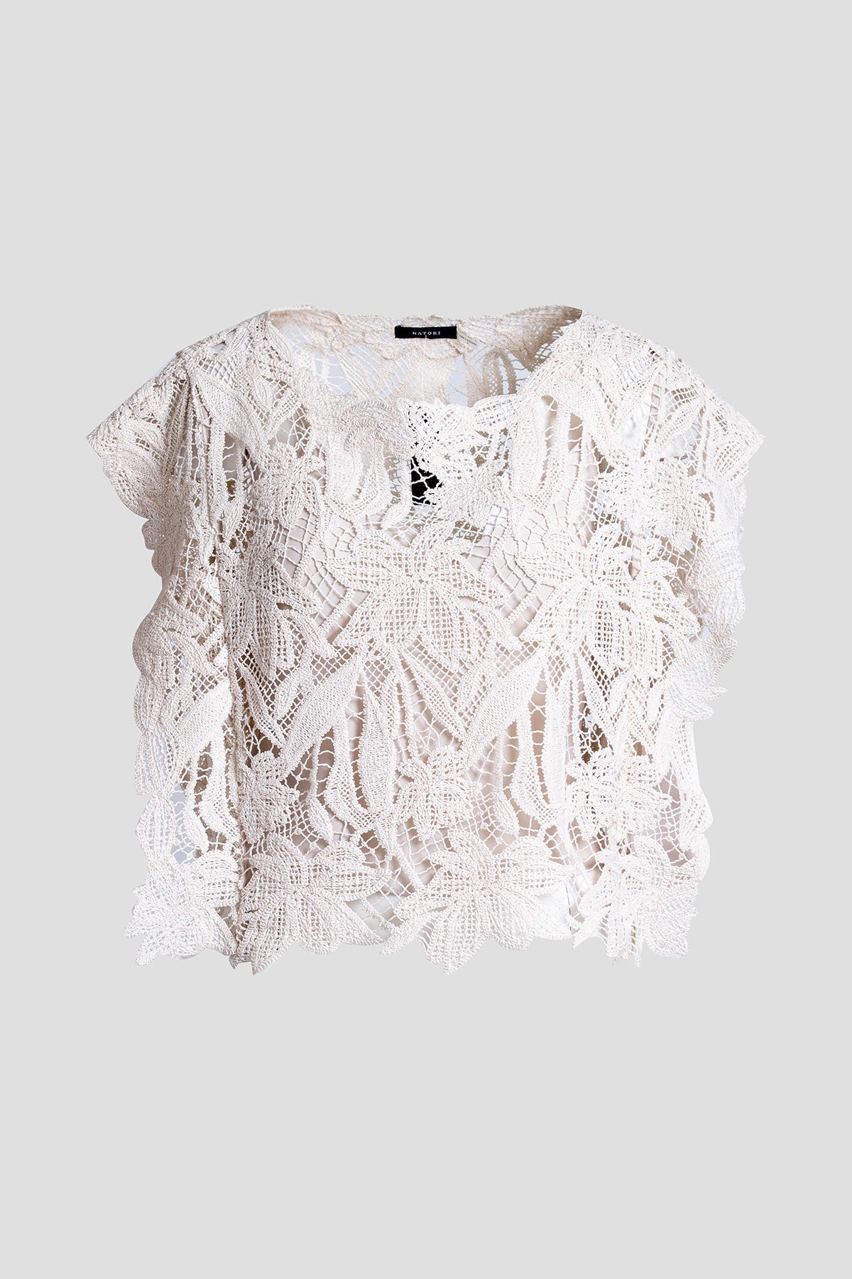 Crochet Lace Cotton Square Top Parchment Natori