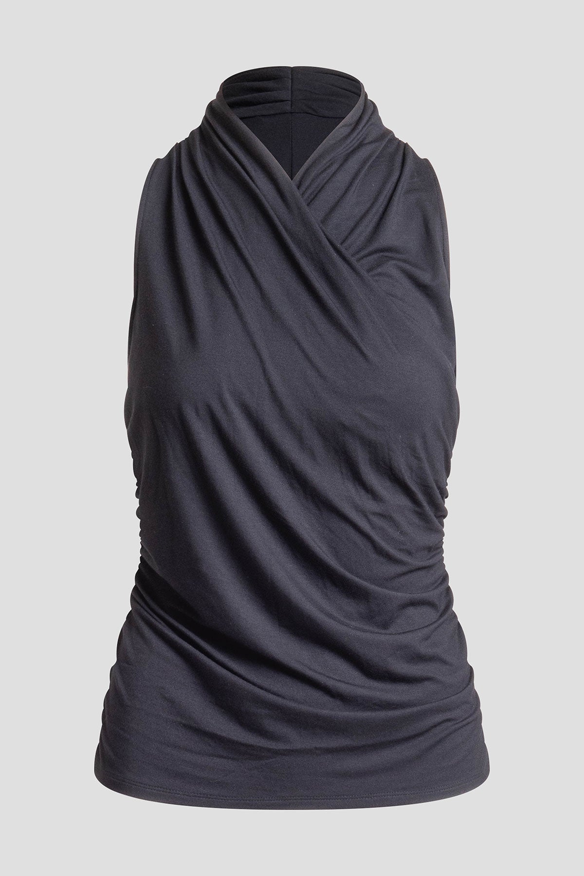 Feather Lightweight Knit Twist Neck Top Black Natori