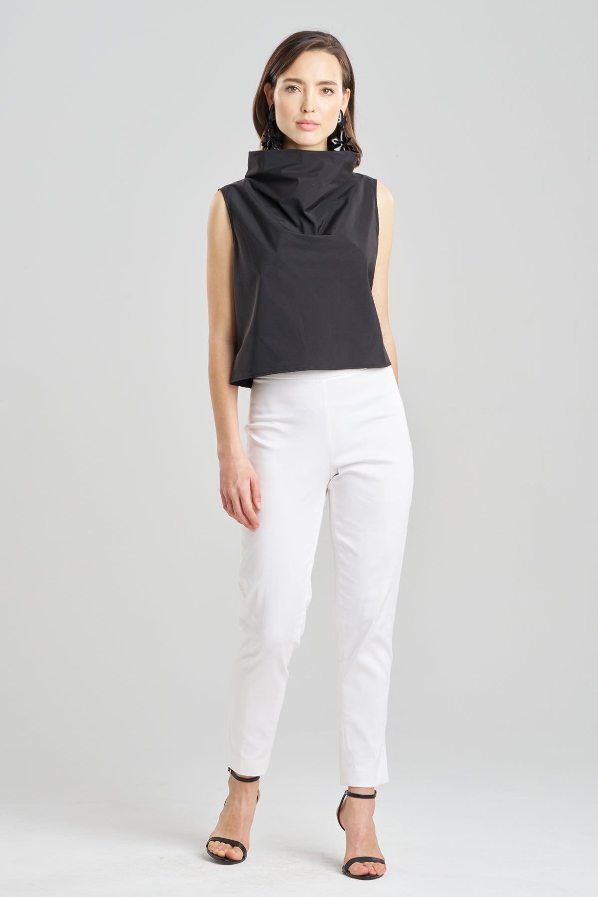 Buy Techno Poplin Cowl Top in Black Online Black Natori