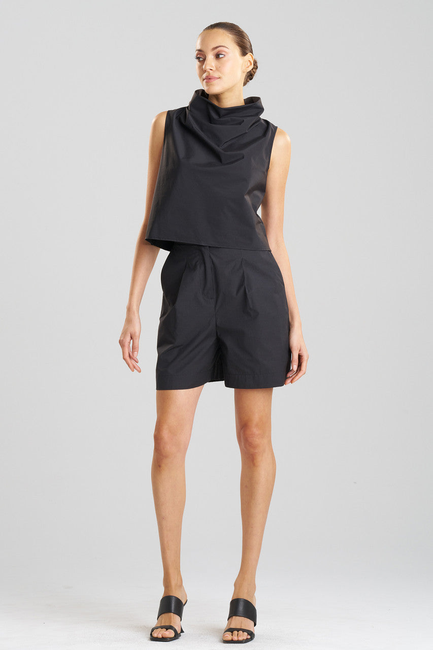 Buy Techno Poplin Cowl Top in Black Online Black Natori