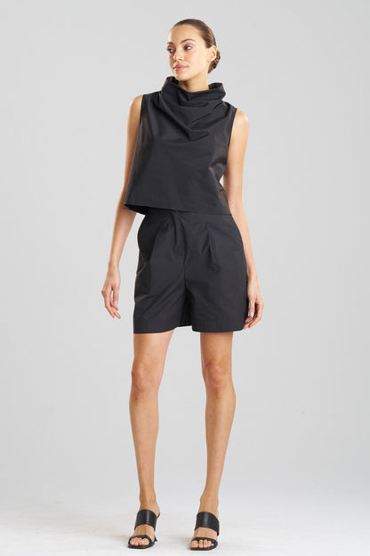 Buy Techno Poplin Cowl Top in Black Online Black Natori