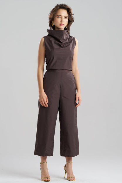 Techno Poplin Cowl Top Coffee Bean Natori