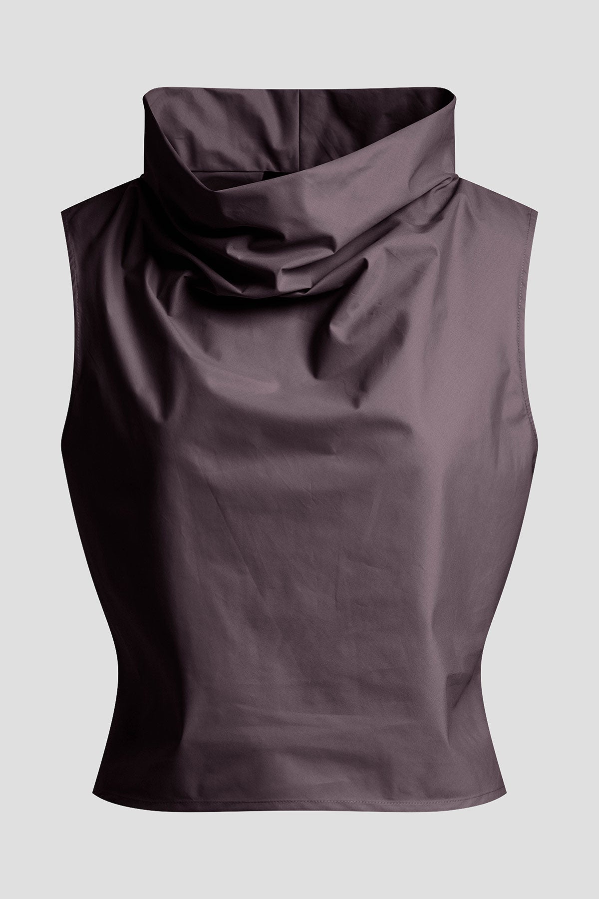 Techno Poplin Cowl Top Coffee Bean Natori