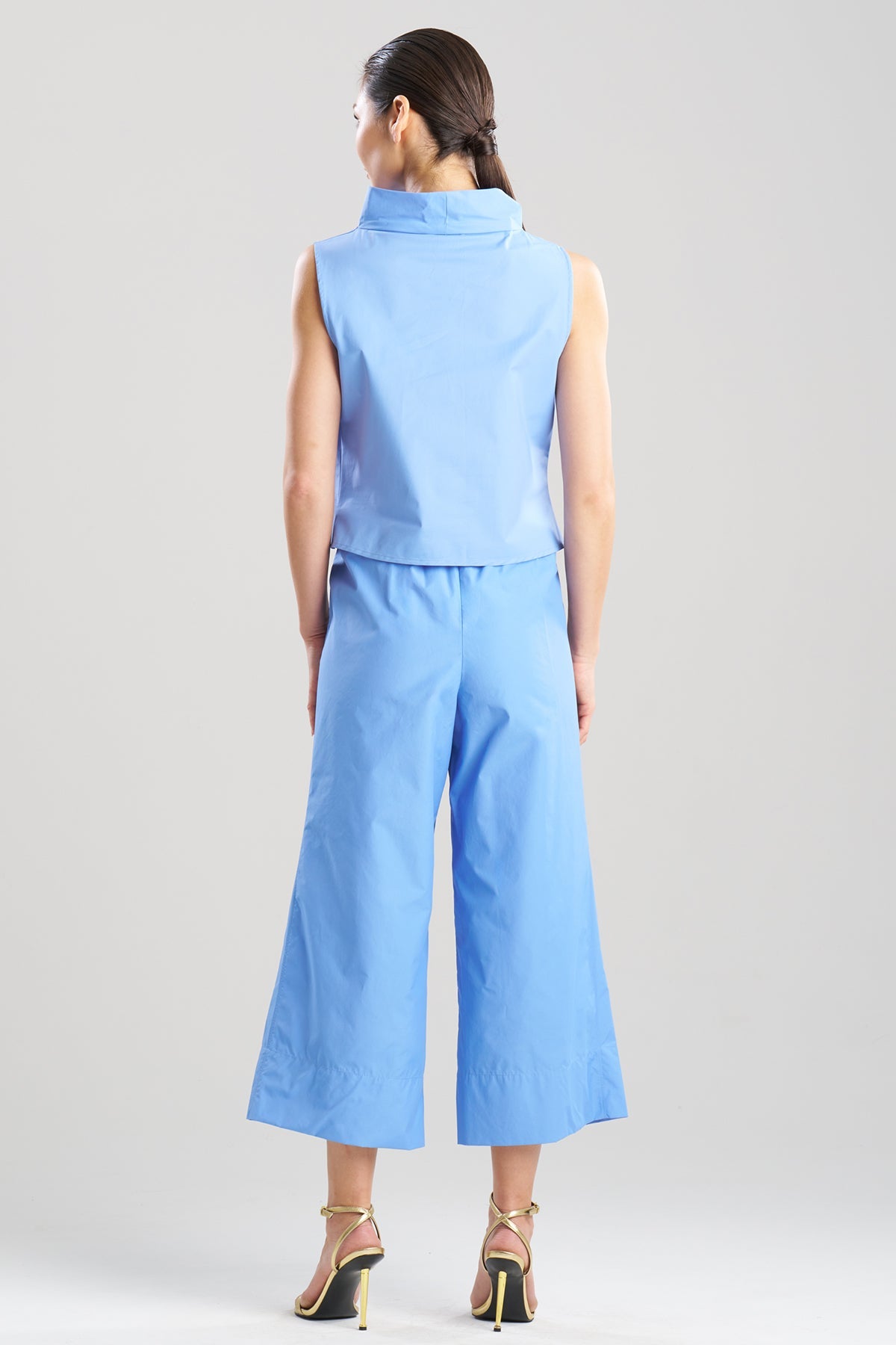Techno Poplin Cowl Top Blue Iris Natori