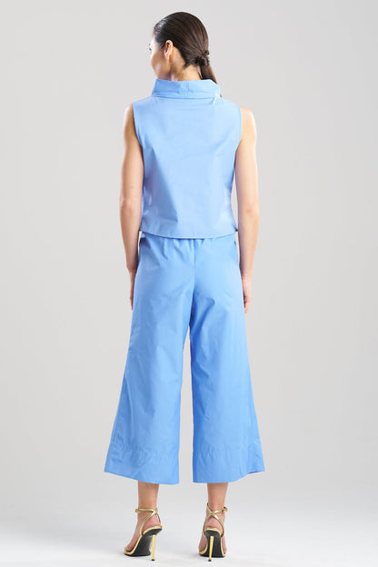 Techno Poplin Cowl Top Blue Iris Natori
