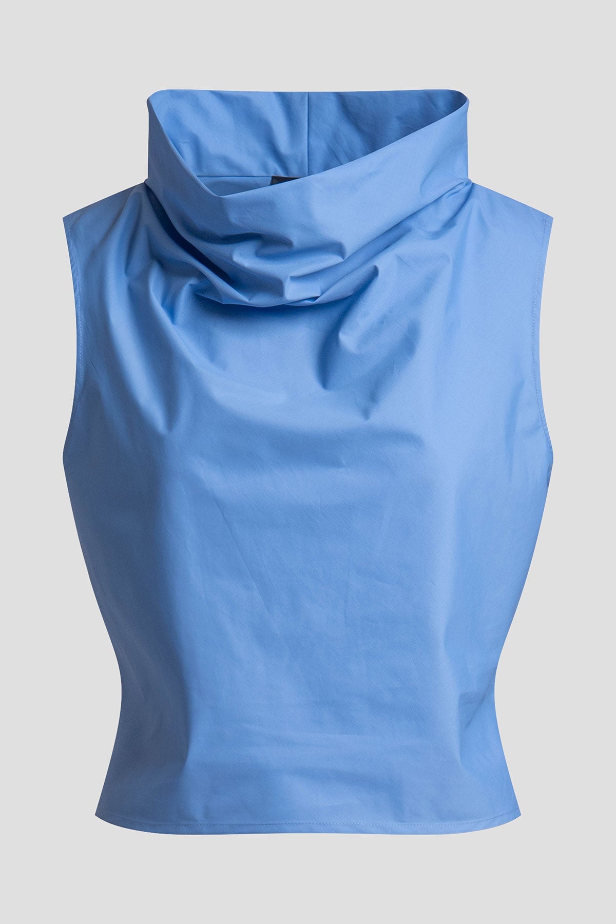Techno Poplin Cowl Top Blue Iris Natori