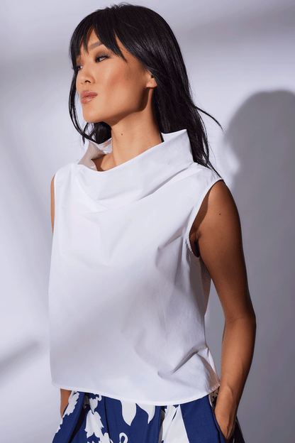 Buy Techno Poplin Cowl Top in White Online White Natori