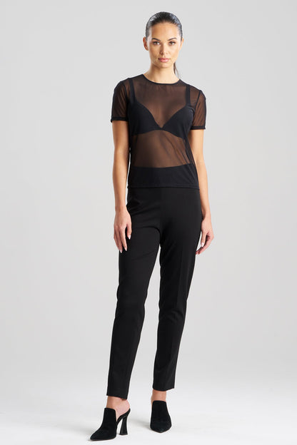 Seduction Mesh T-Shirt Top Black Natori