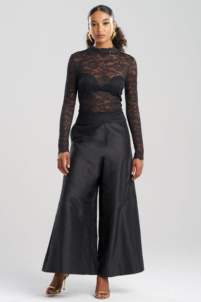 Peony Allover Sheer Lace Top Black Natori