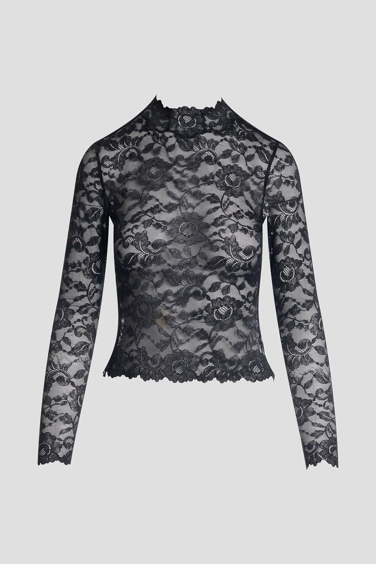 Peony Allover Sheer Lace Top Black Natori