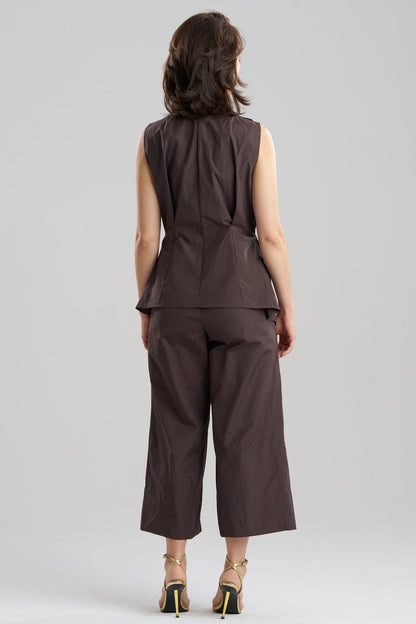 Techno Poplin Sleeveless Handkerchief Hem Shirt Coffee Bean Natori