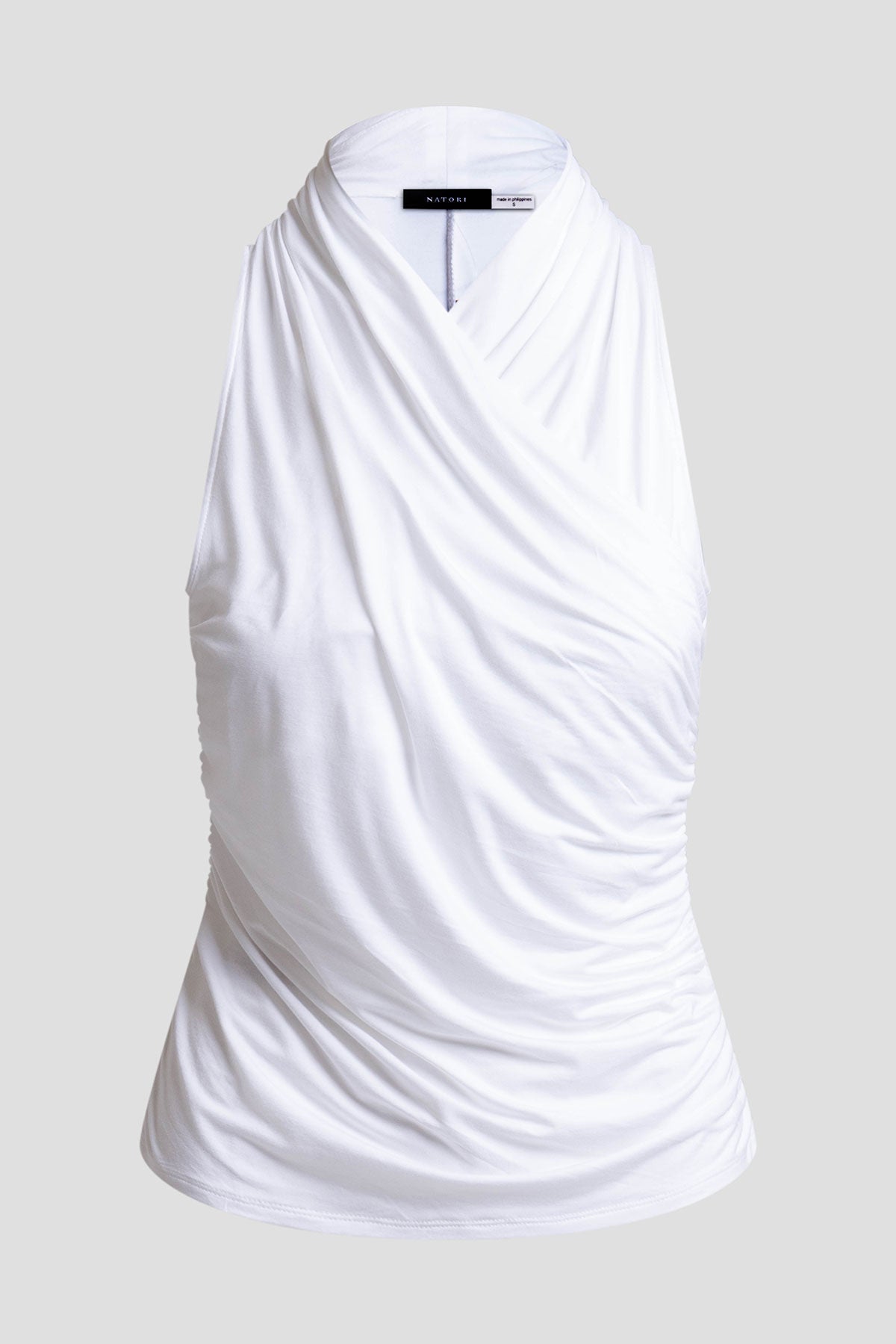 Feather Lightweight Knit Twist Neck Top White Natori