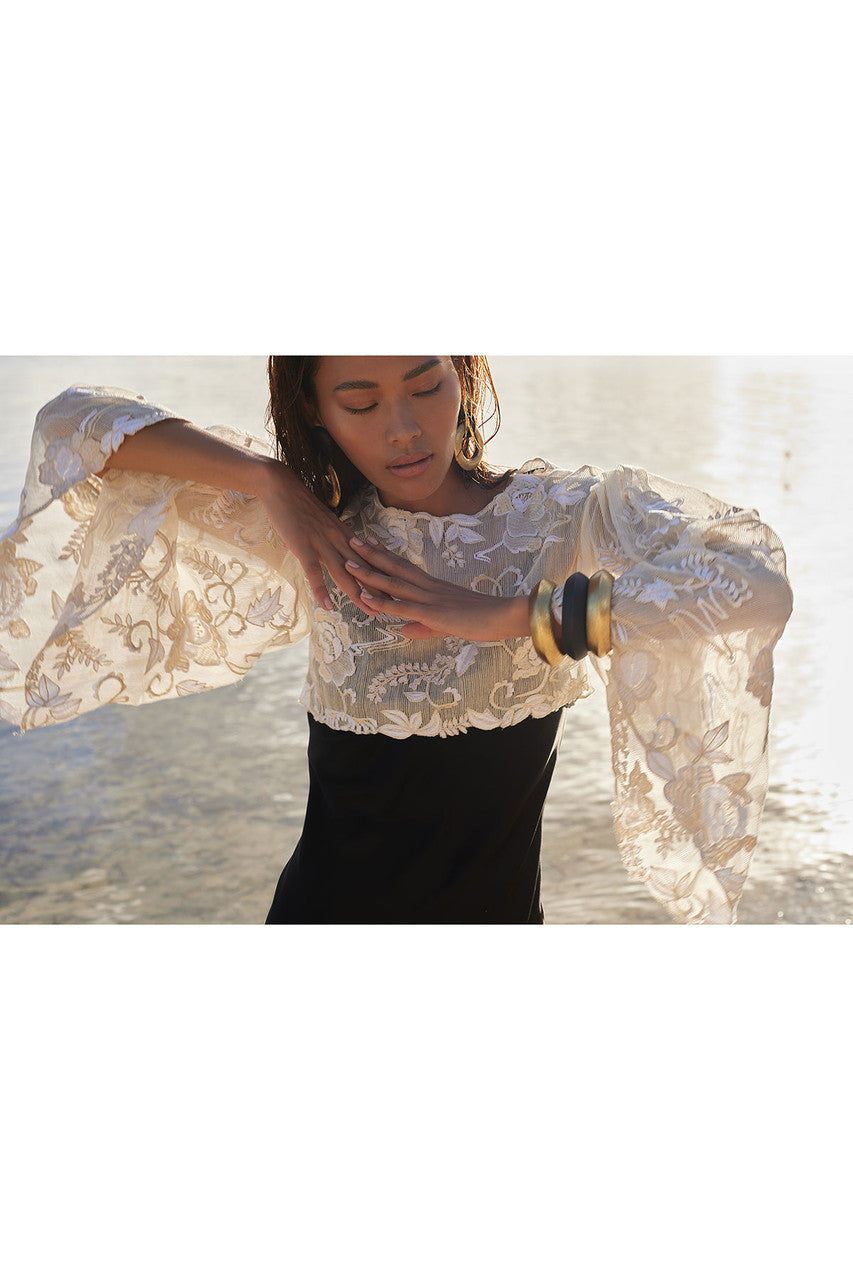 Buy Couture Piña Embroidered Top in Natural Online Natural Natori